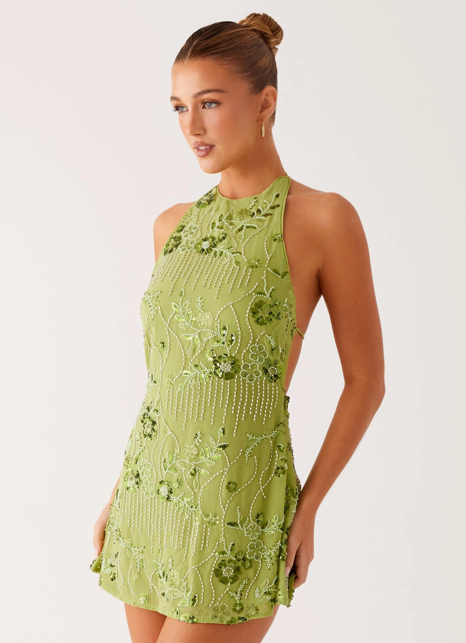Flexible Comfort Leo Beaded Mini Dress - Green