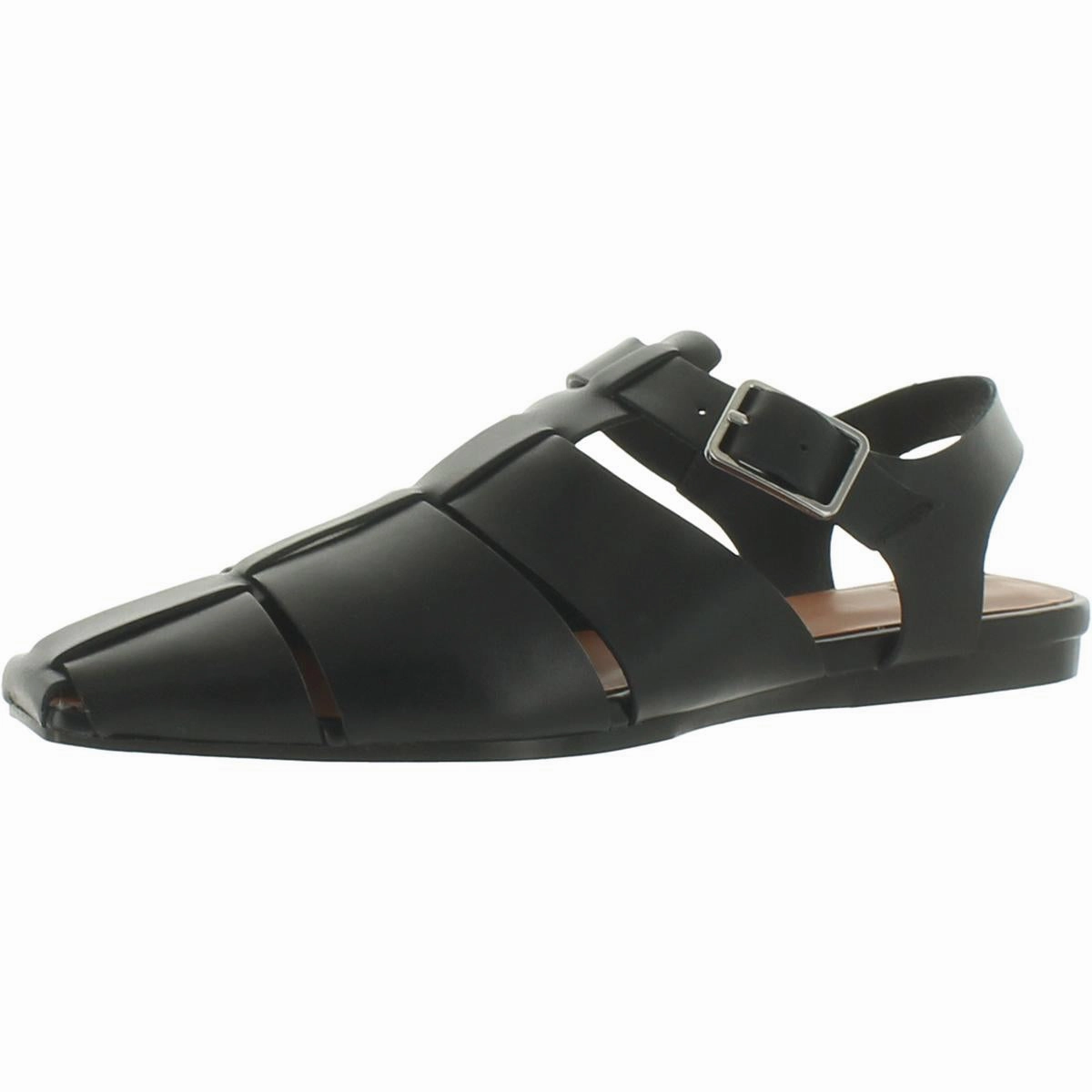 Letta Womens Leather Buckle Mules Comfortable Construction