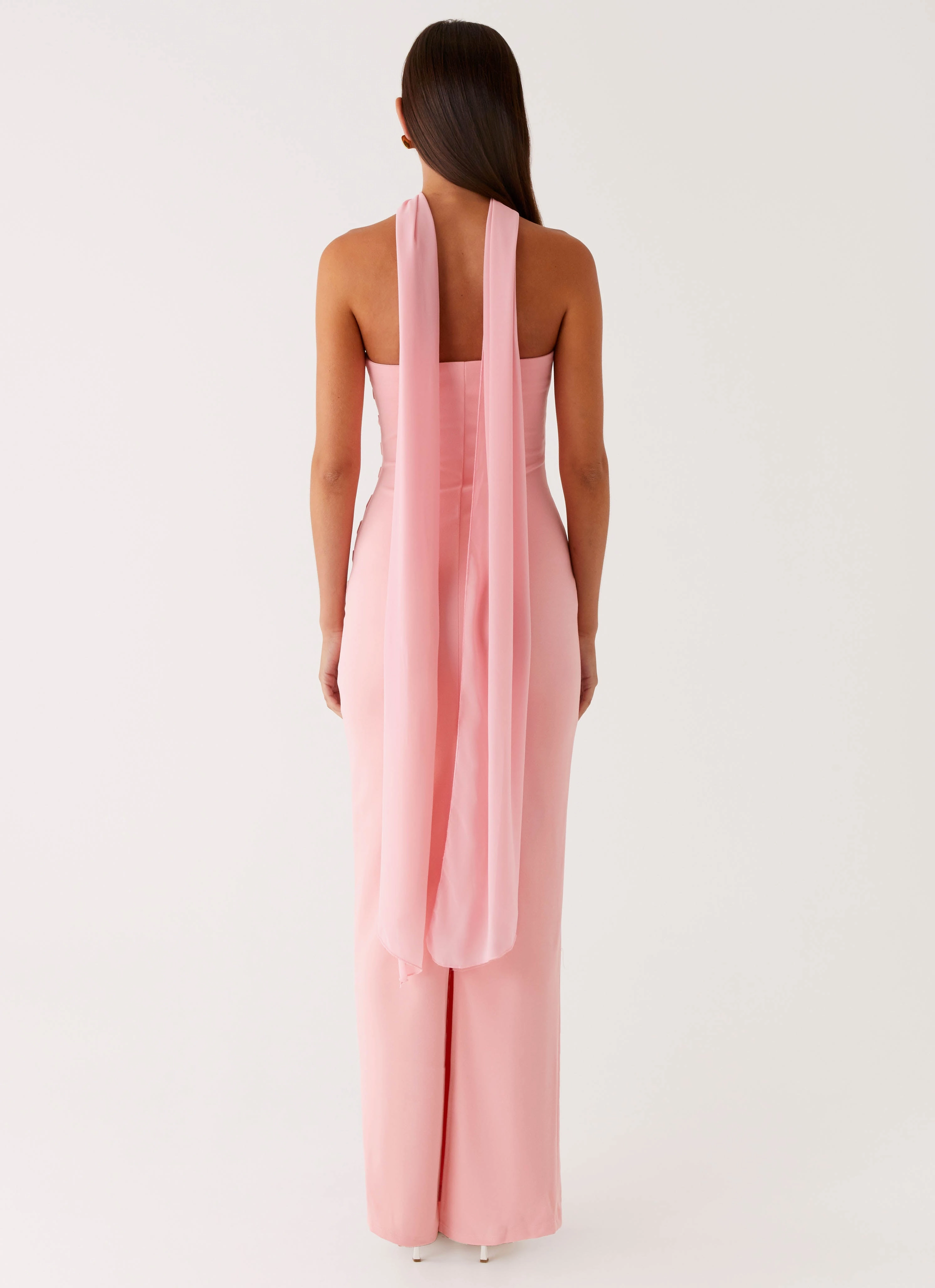 Texture Softness Chain-Detail Libra Maxi Dress - Pink