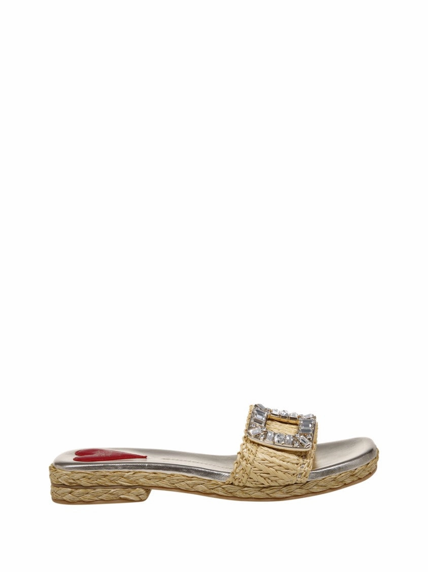 Strass Buckle Raffia Espa Mule 25 foam sole Natural Fiber Construction