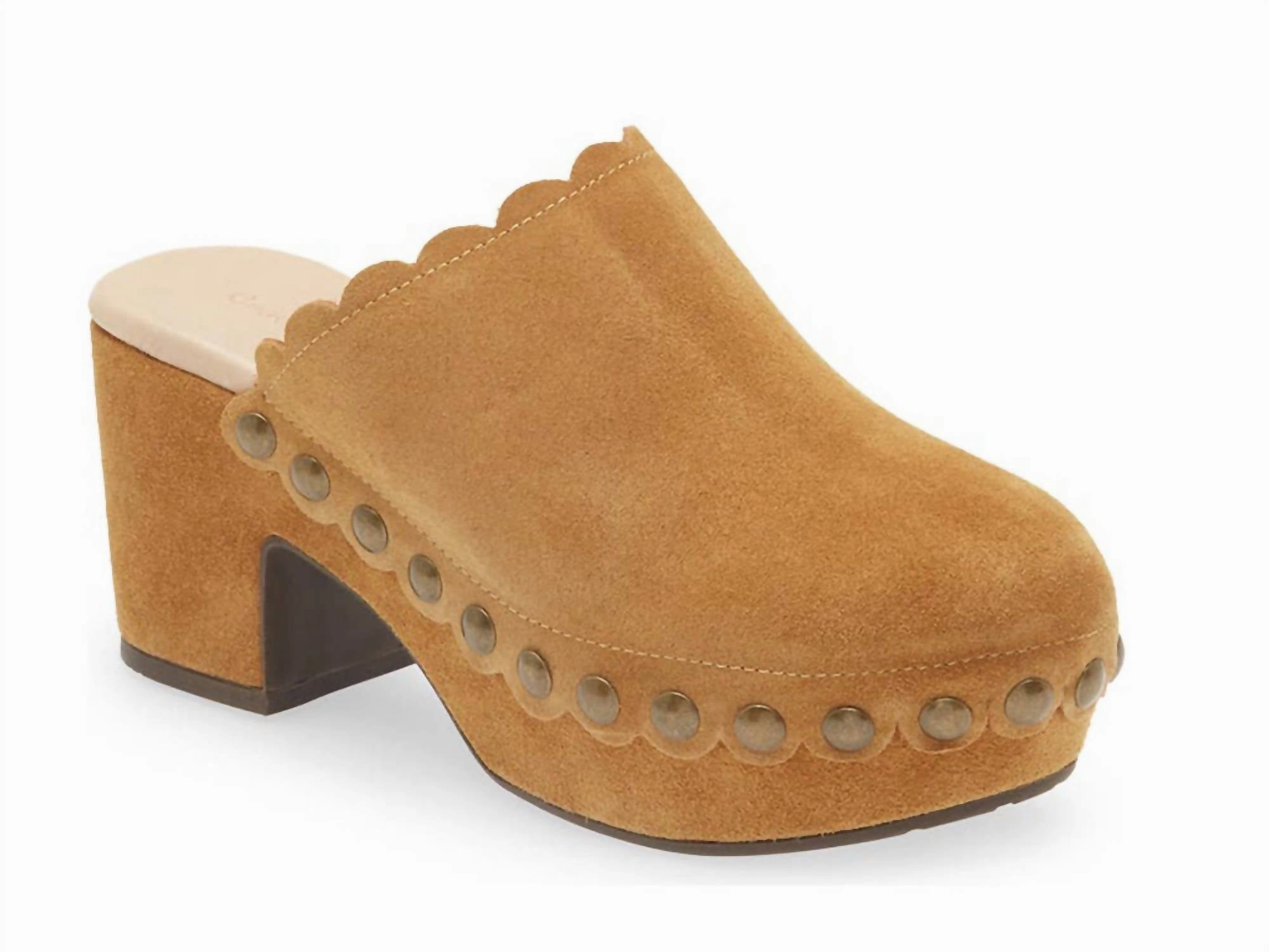 Women Gemini Clog In Tan Suede Trendy Appearance