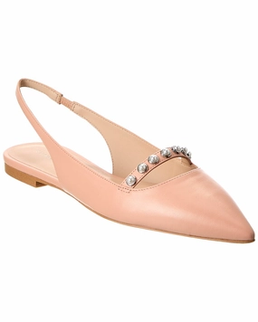 Comfort Sandal Shoes Stuart Weitzman Pearl Leather Slingback Flat