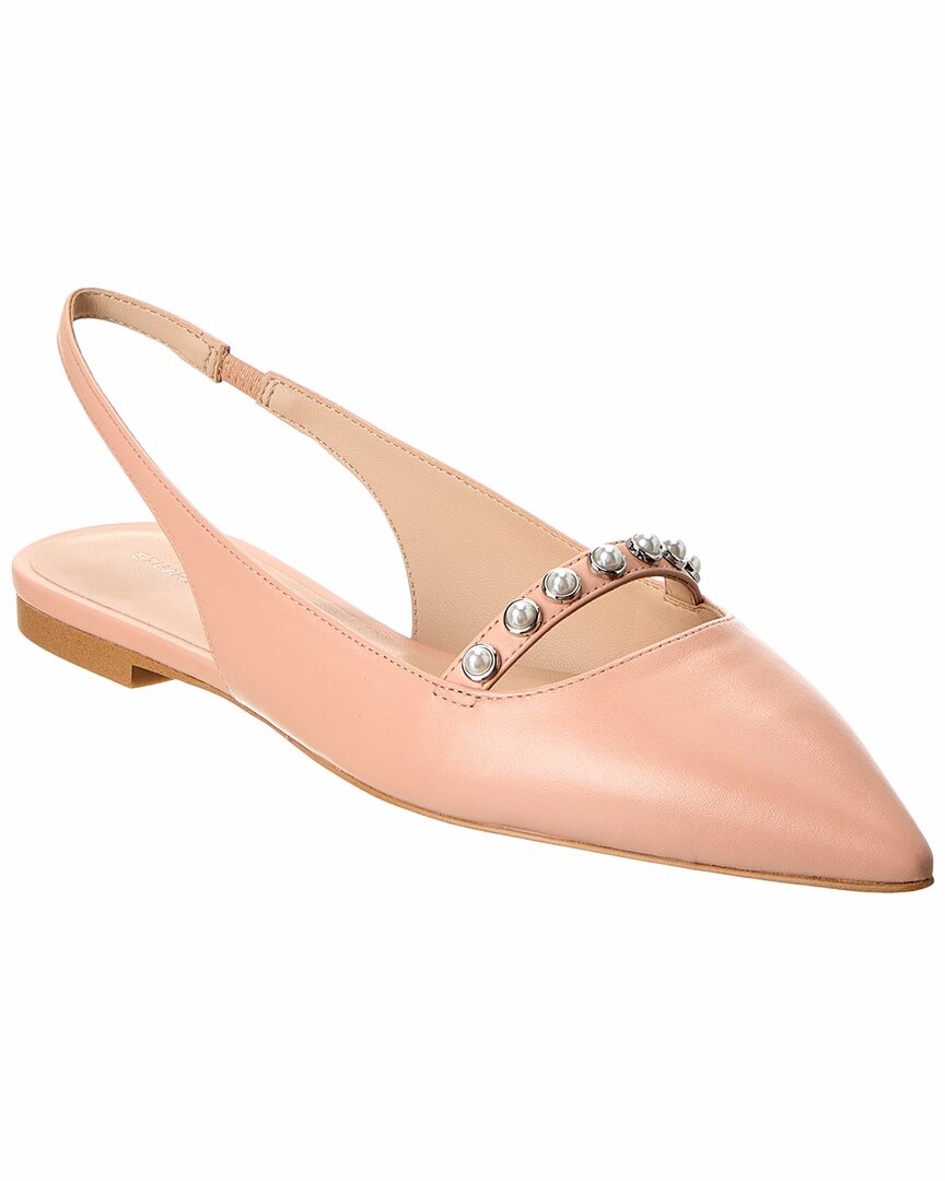 Stuart Weitzman Pearl Leather Slingback Flat Anti   Static Shock Absorbing Heel