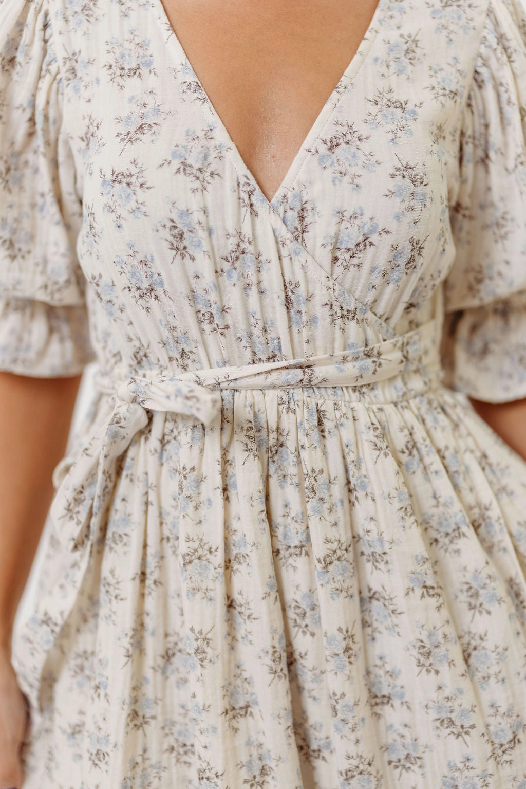 Dreamy Drape Sophisticated Fit The Ari 100% Cotton Maxi Dress in Blue/Brown - Maternity and Nursing Friendly *9/26 PRE-ORDER*