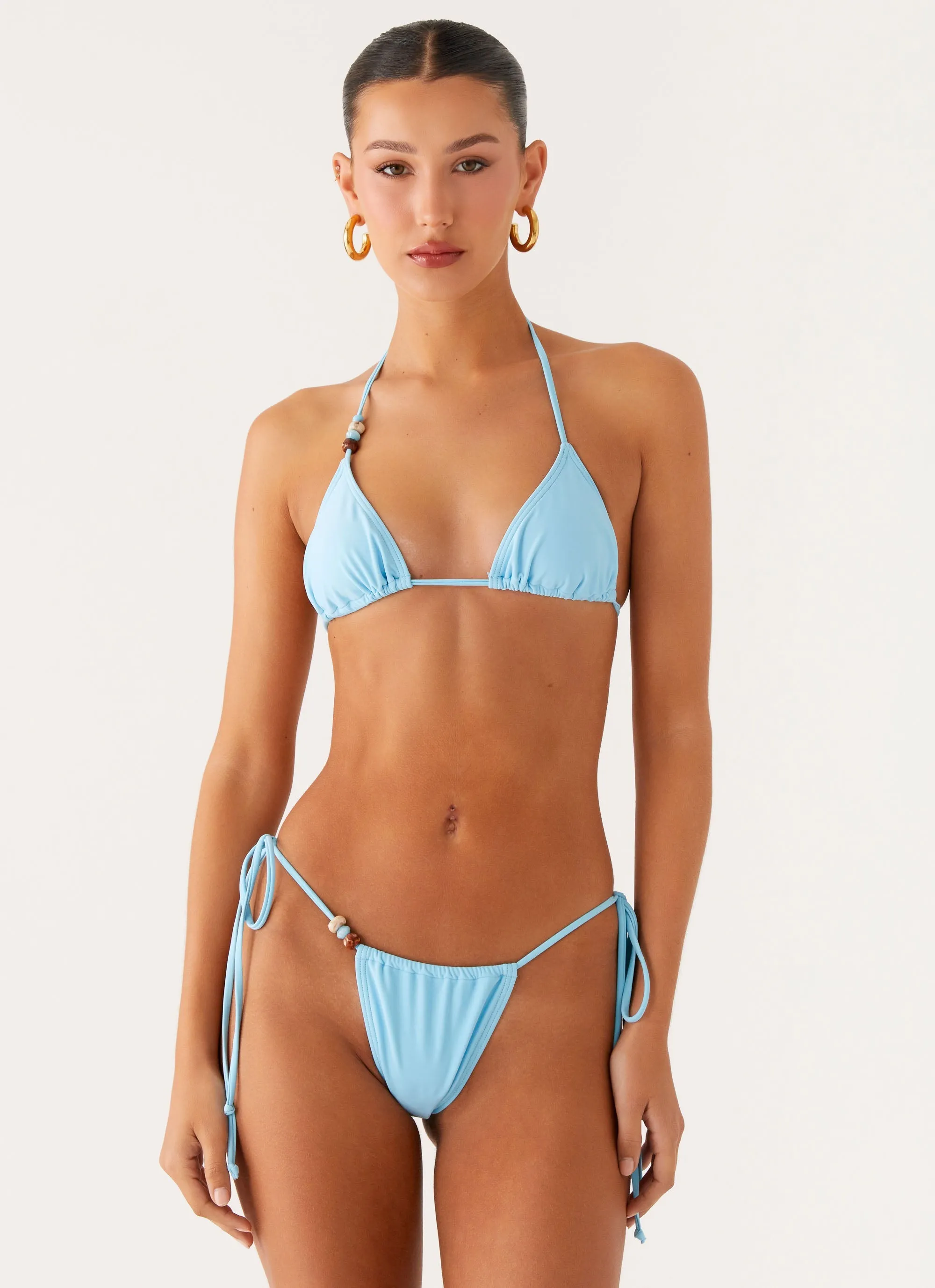 Liona Bead Bikini Bottoms - Turquoise Back Coverage Design Glamorous Style