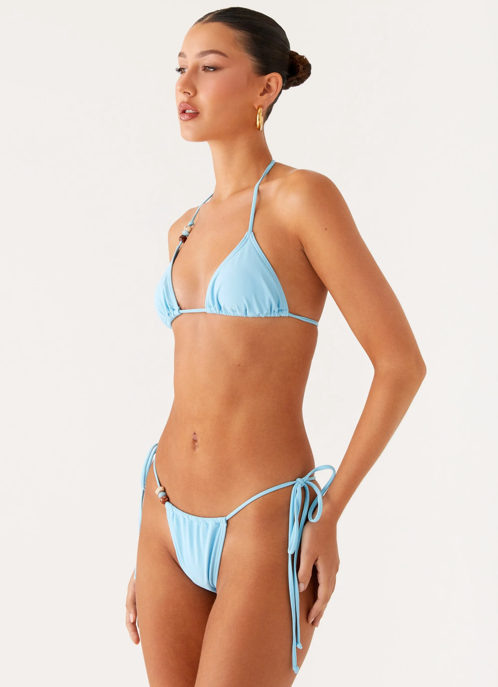 Liona Bead Bikini Bottoms - Turquoise Reinforced Stitching