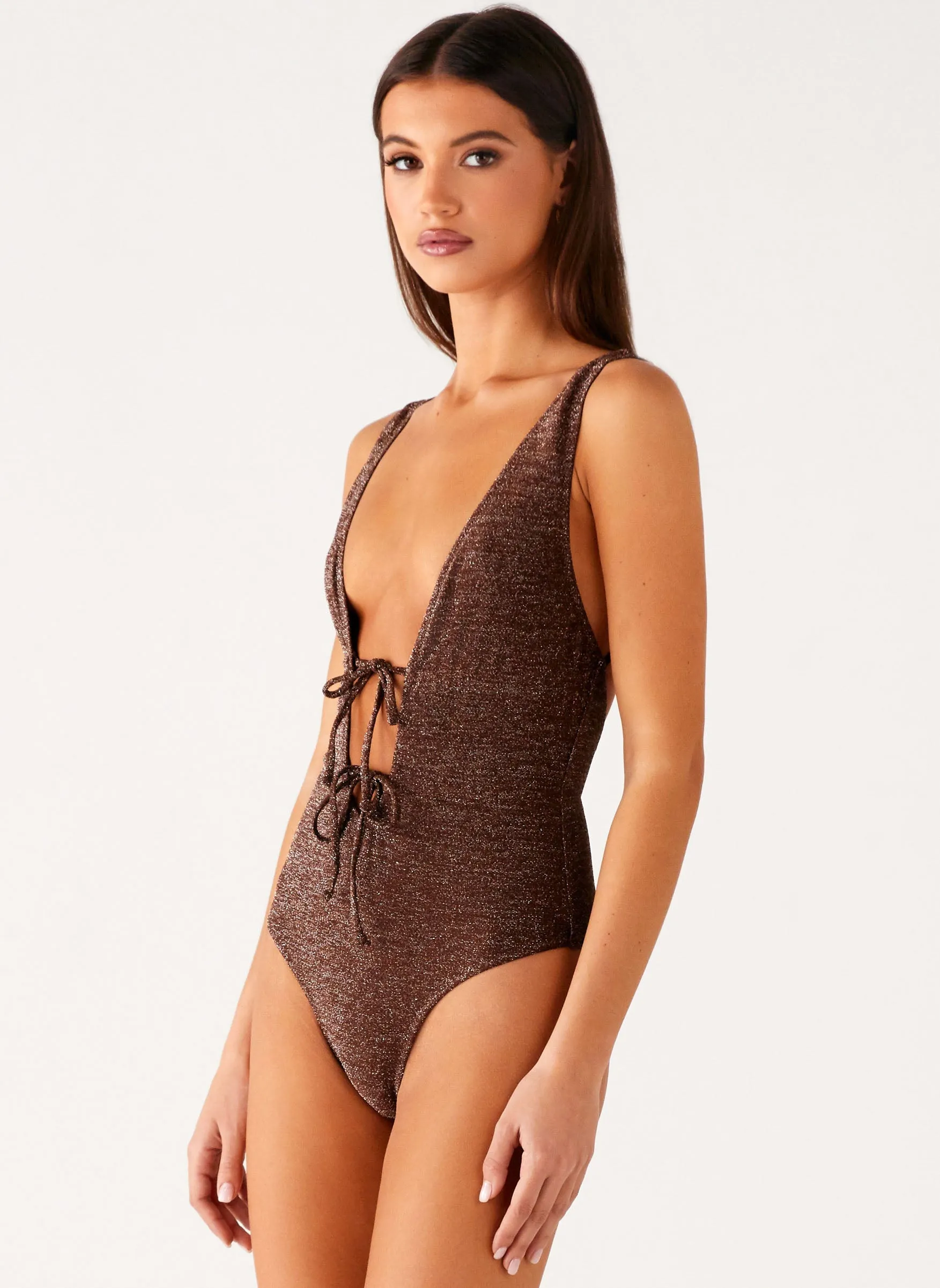 Anti Bacterial Finish Pool Essentials Drifter One Piece Swimsuit - Chocolate