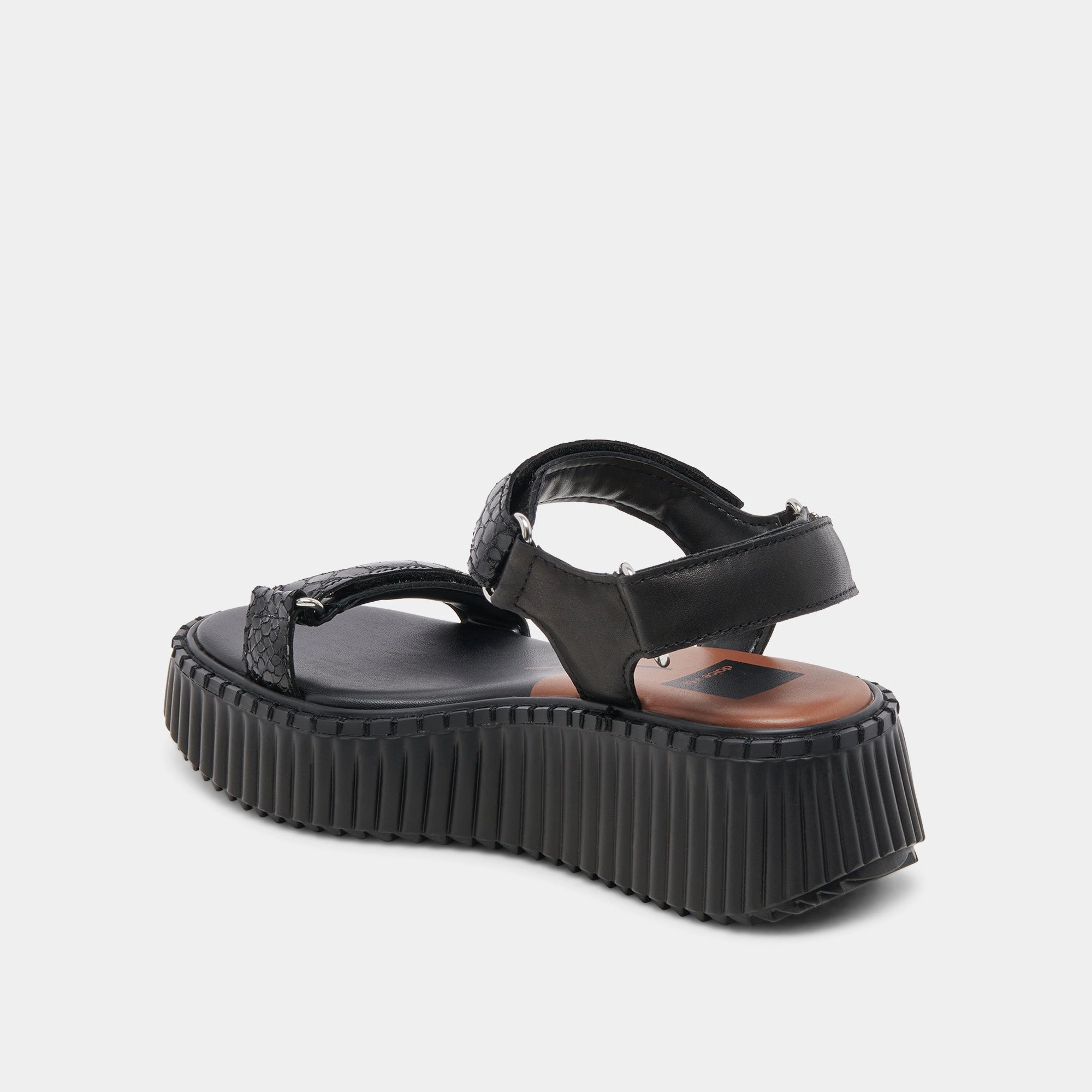 Stylish Slides Anti   Fatigue Dolce Vita Debra Sandals in Midnight Embossed Leather