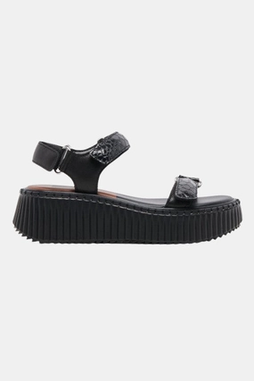 Dolce Vita Debra Sandals in Midnight Embossed Leather Relax Step