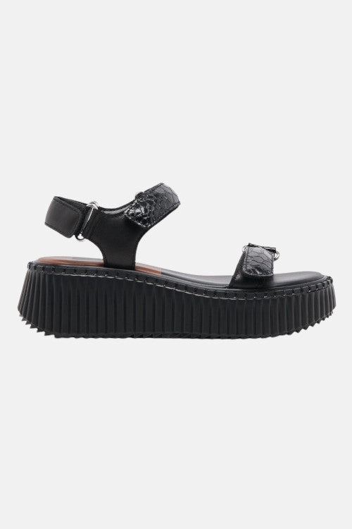 Dolce Vita Debra Sandals in Midnight Embossed Leather Relax Step