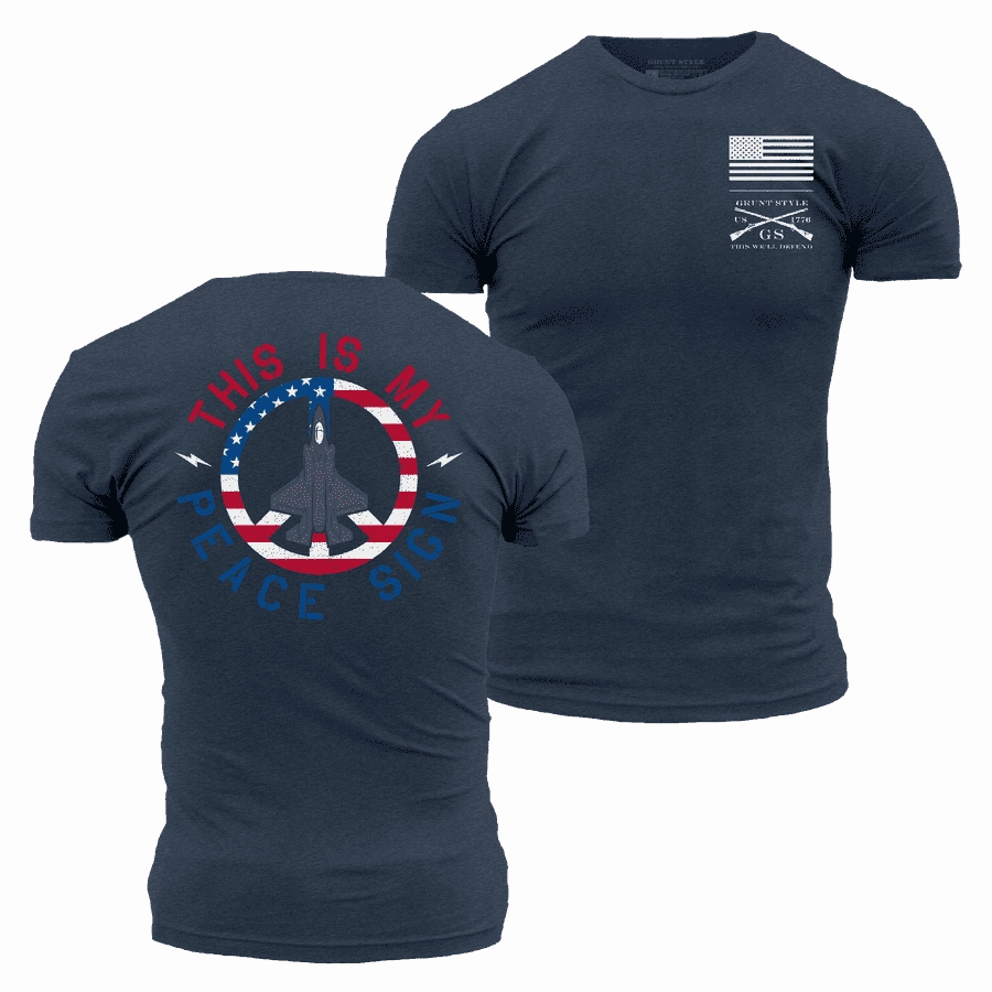 monochromatic This Is My Peace Sign T-Shirt - Midnight Navy