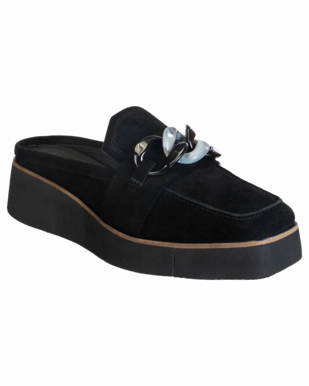 Holiday Ready All-Day Slides Women's Elect Platform Mules In Black Suede