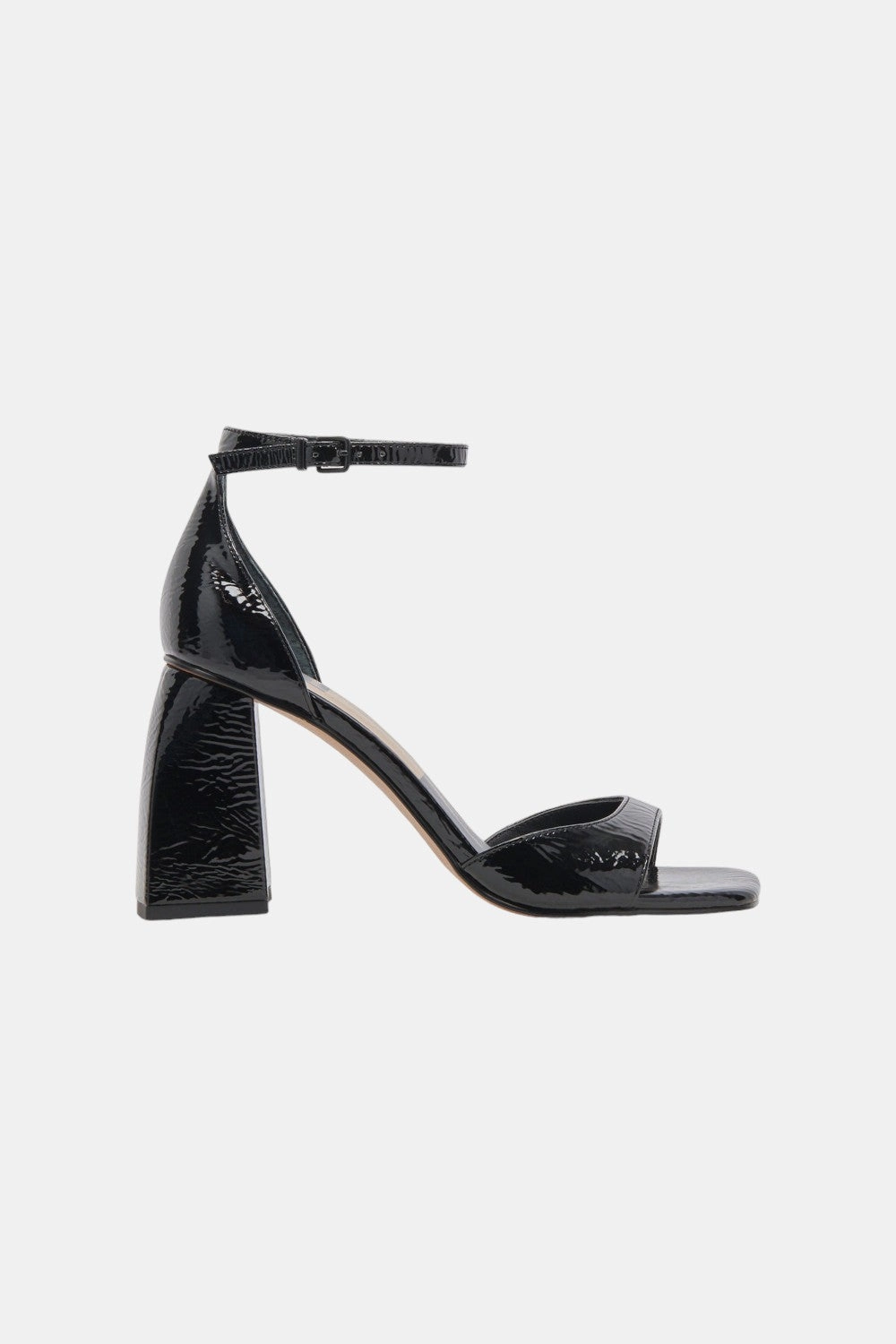 Dolce Vita Janey Heels in Midnight Crinkle Patent Classic Sandals