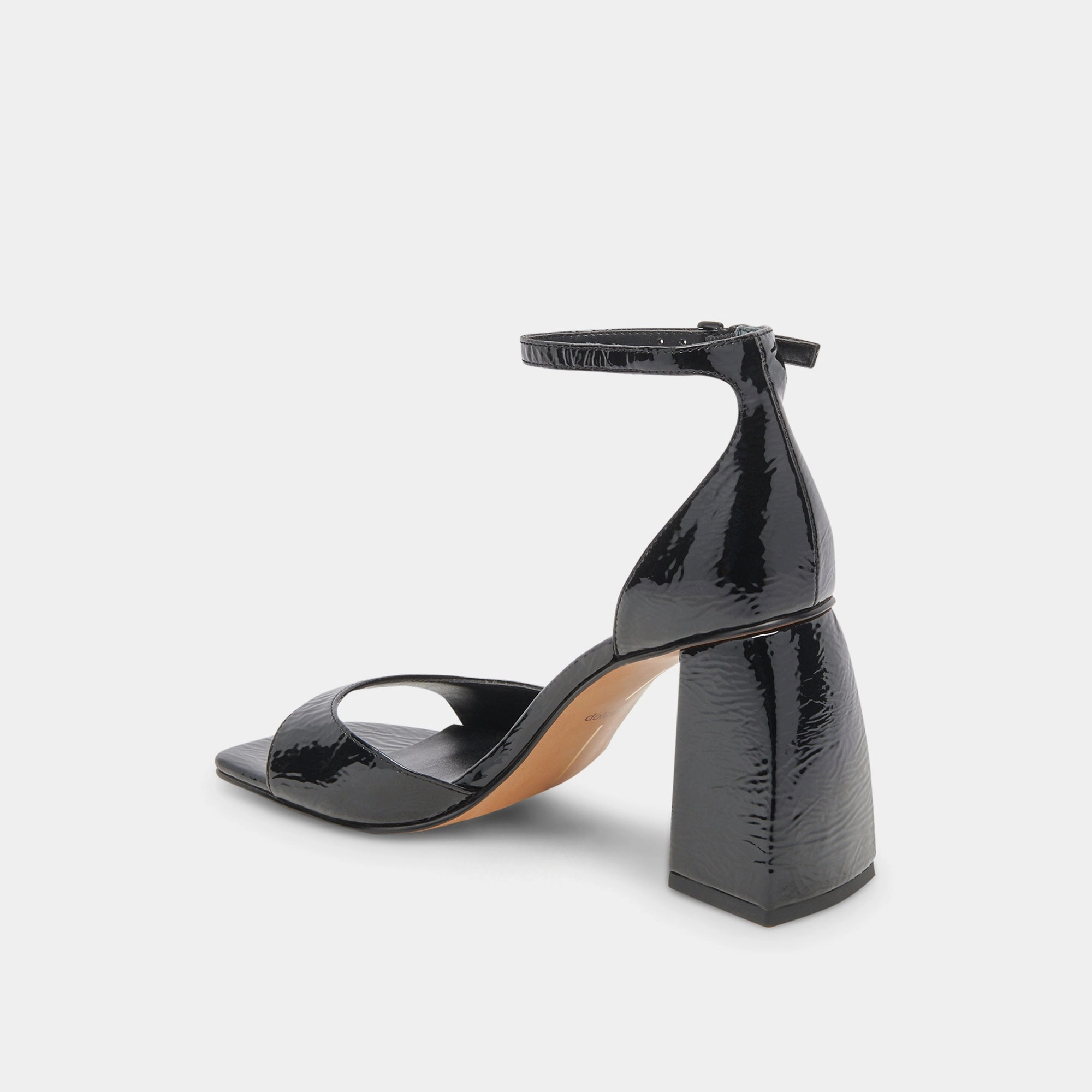 Dolce Vita Janey Heels in Midnight Crinkle Patent Pivot Point