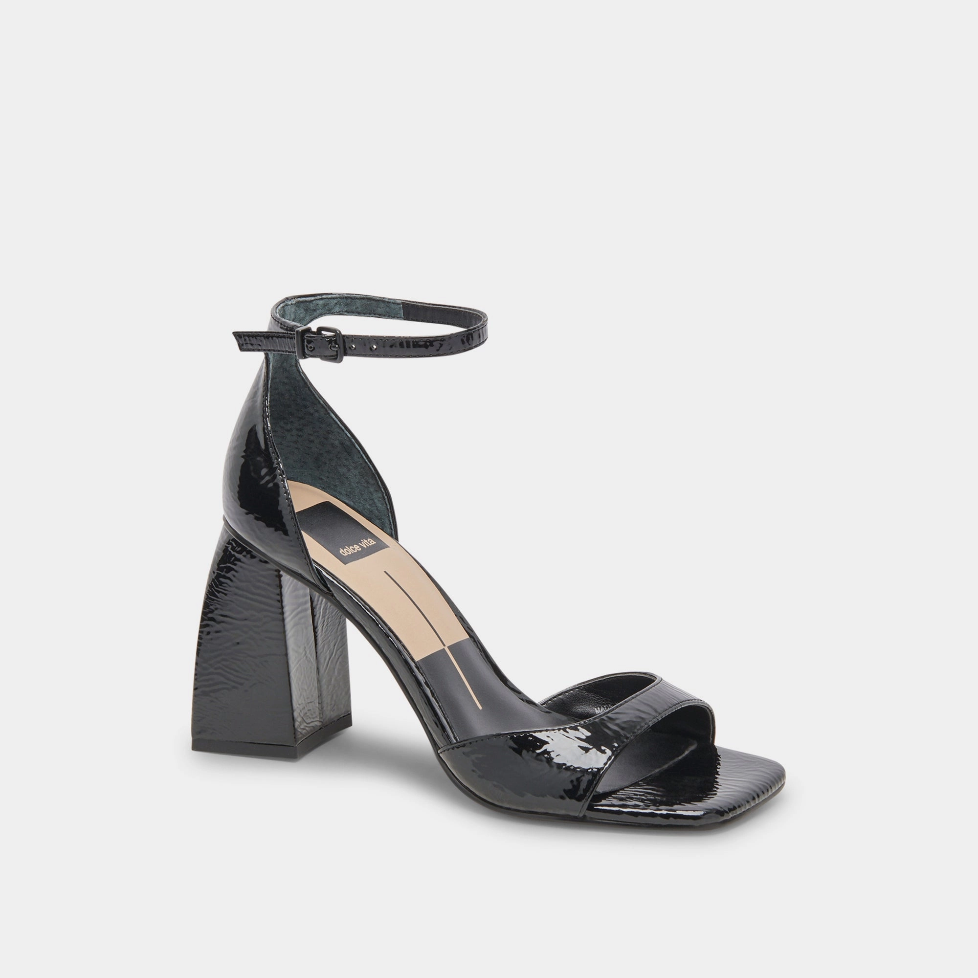 Flexibility Bold Stilettos Dolce Vita Janey Heels in Midnight Crinkle Patent
