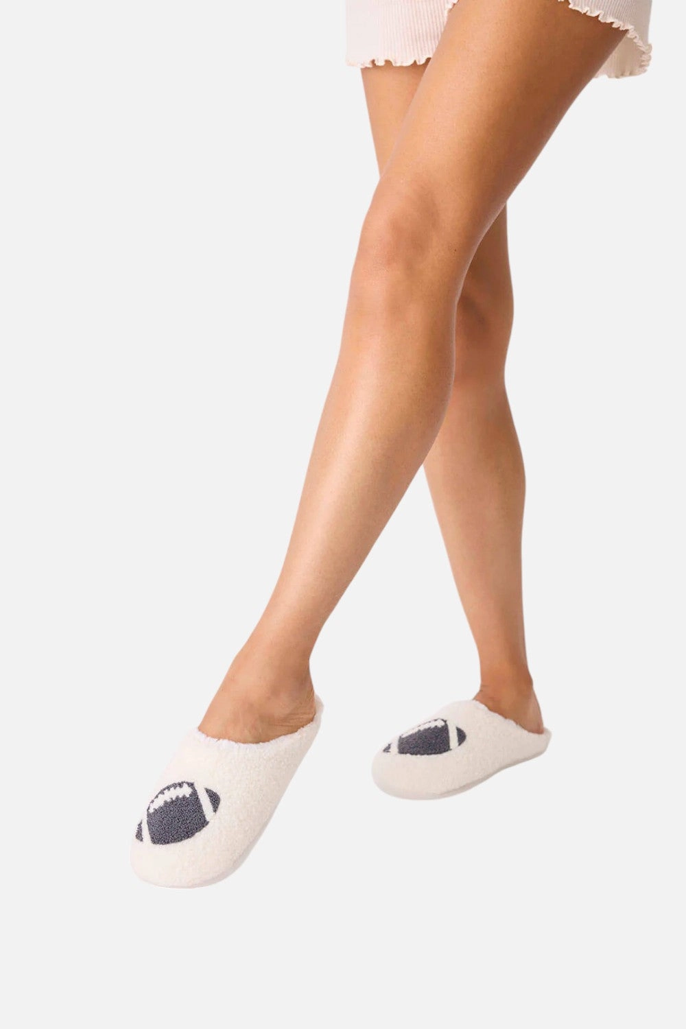 Holiday Time PJ Salvage Game Day Slippers Ivory