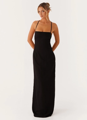 Cora Backless Maxi Dress - Black Soft Presence