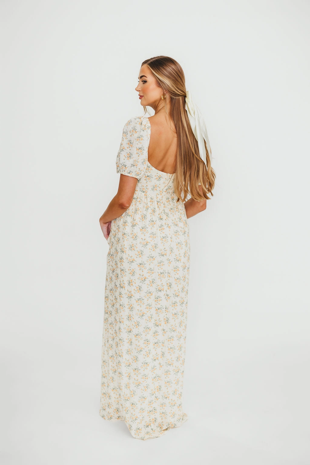 Pure Stitch Active Moments Haven 100% Cotton Tie-Front Maxi Dress in Orange/Green Floral - Bump Friendly