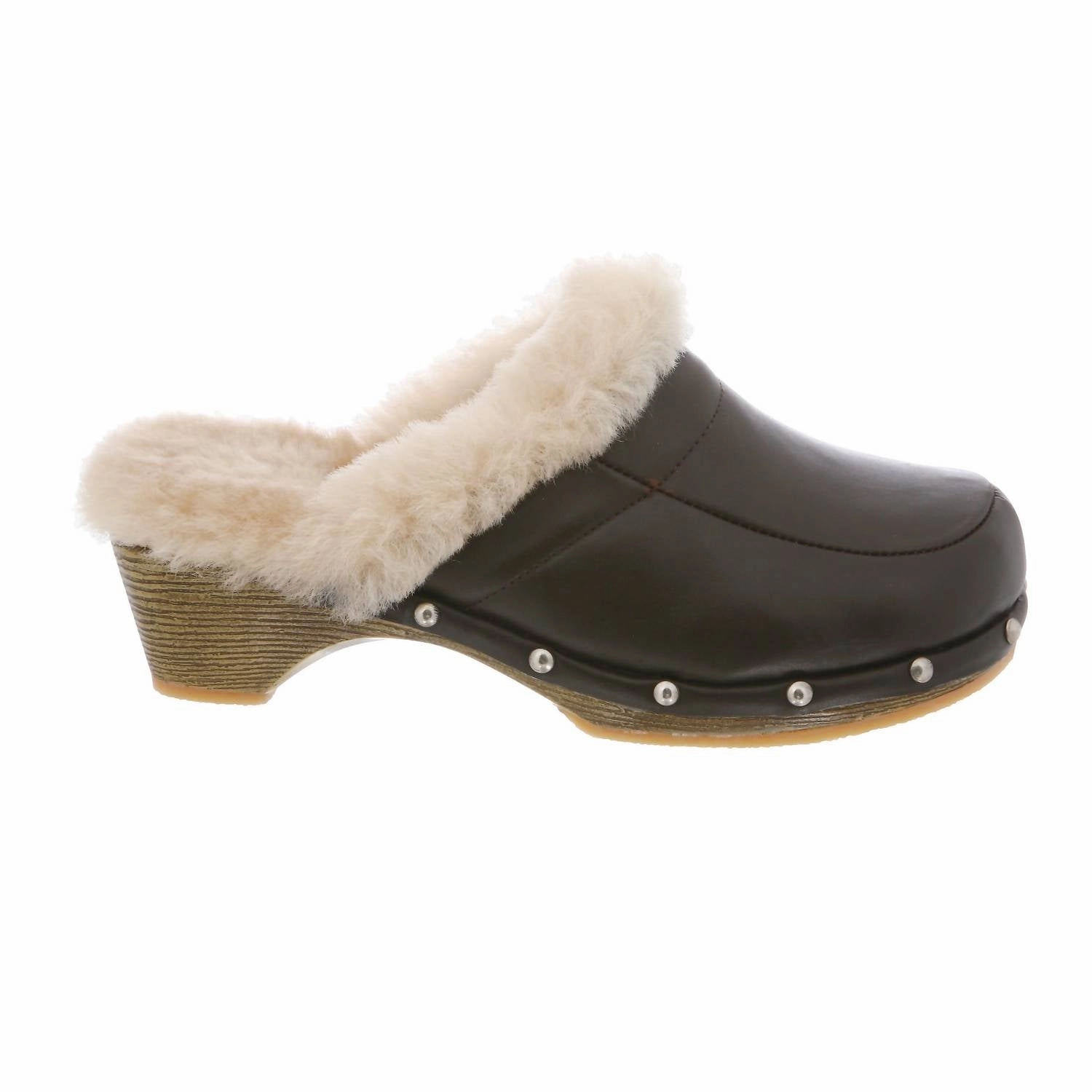 Abrasion resistant Ladies Monica Leather Clog In Coffee