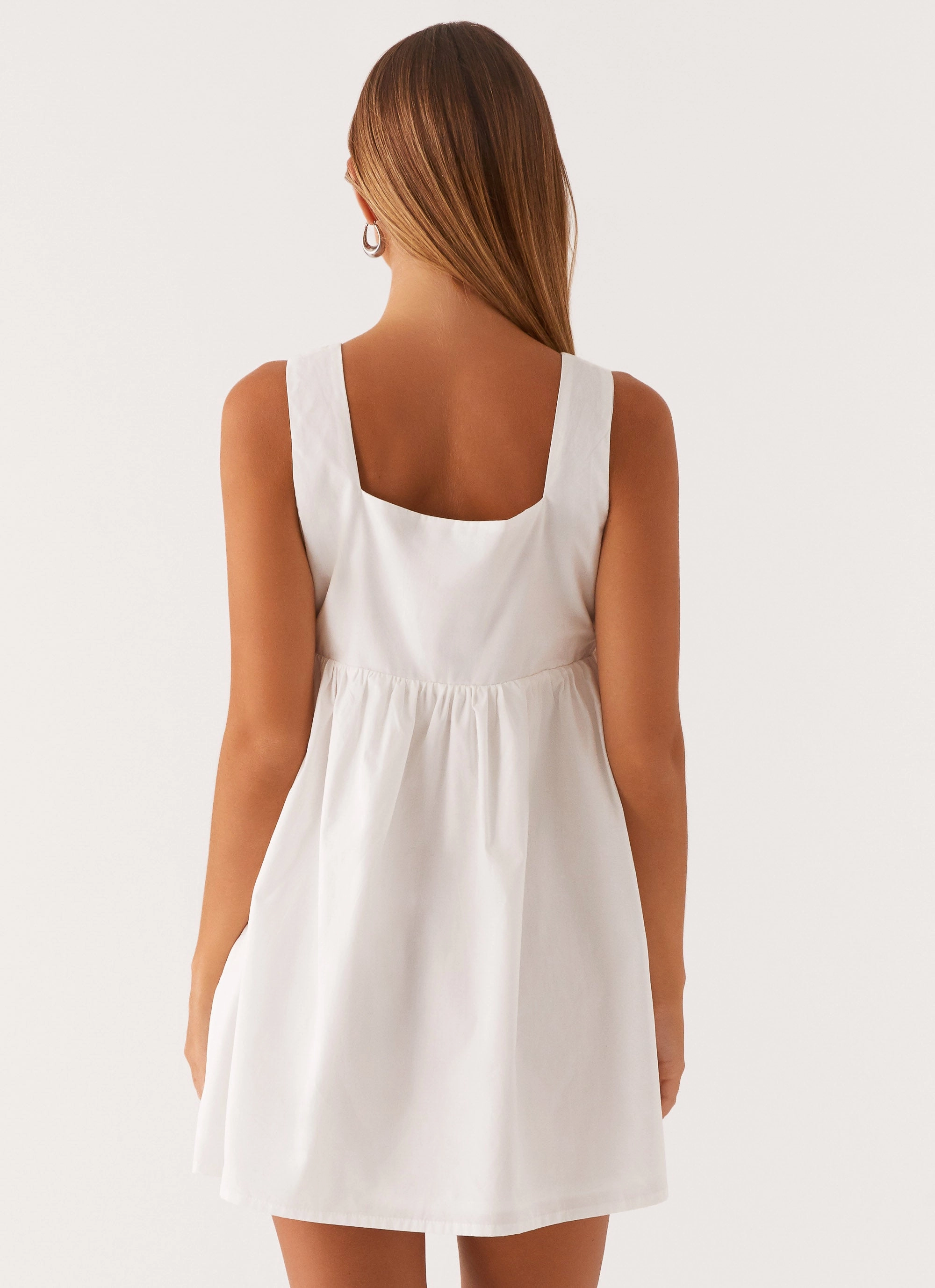 Ottoline Babydoll Mini Dress - White Soft and Chic
