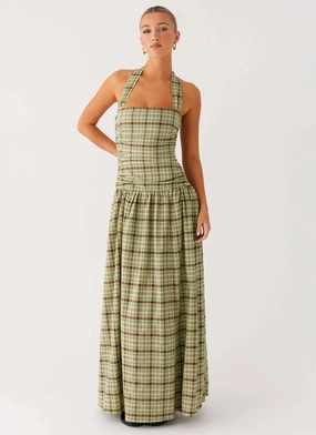 Lilith Maxi Dress - Forest Plaid Gloss Finish