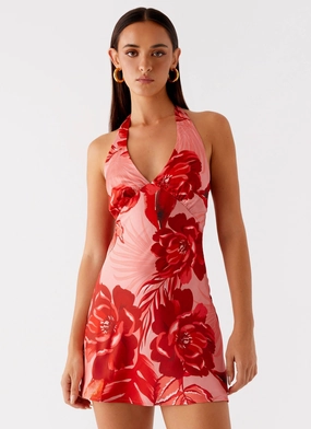 Classic Layer Heavy Hearted Mini Dress - Sicily Sunsets Print