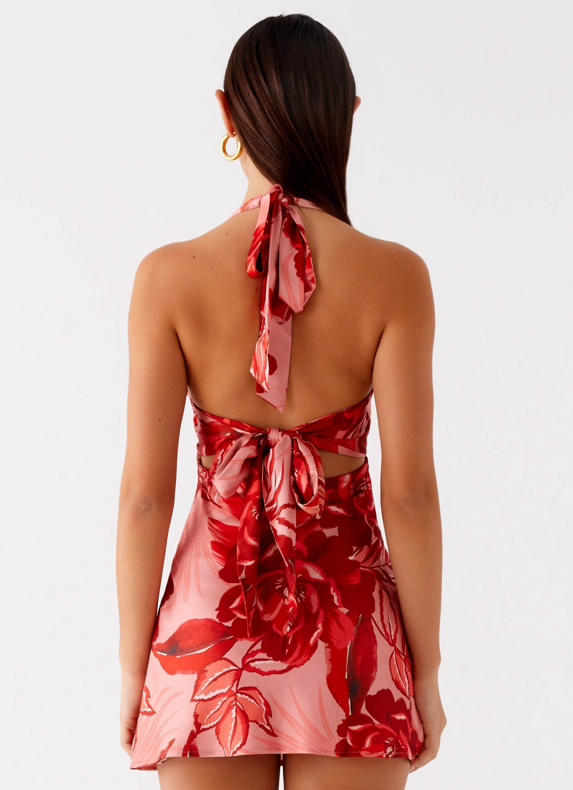 Casual and Stylish Satin Grace Heavy Hearted Mini Dress - Sicily Sunsets Print