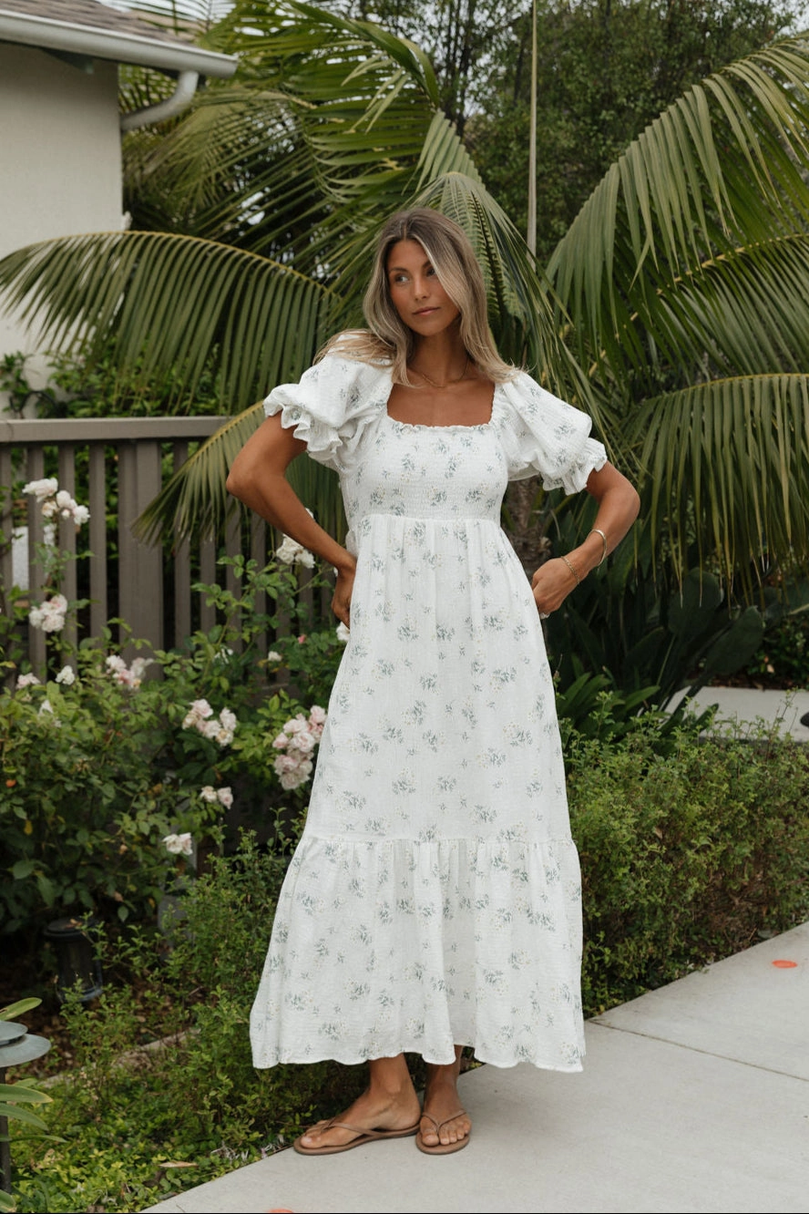 DeepPocketStyle Livvy 100% Cotton  Maxi Dress in Chamomile - Bump Friendly & Inclusive Sizing