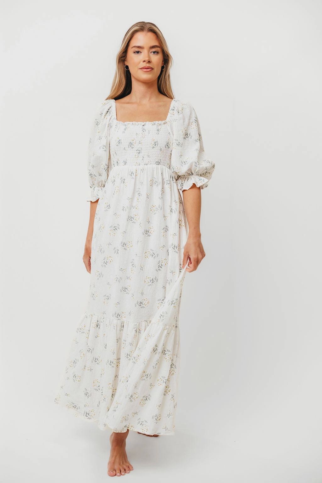 Minimalist-Style Elegant Vibe Livvy 100% Cotton  Maxi Dress in Chamomile - Bump Friendly & Inclusive Sizing