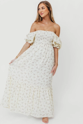 Celebrity-Inspired Livvy 100% Cotton Maxi Dress in Lilac Floral - Bump Friendly & Inclusive Sizing