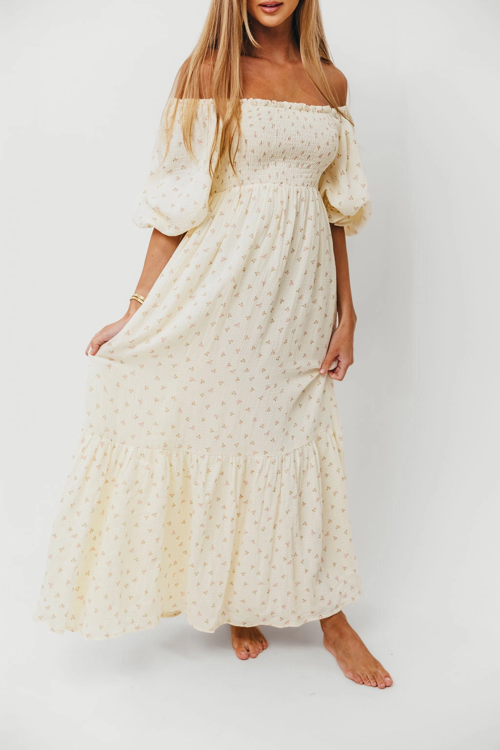 Street Elegance Livvy 100% Cotton Maxi Dress in Petite Pink Floral - Bump Friendly & Inclusive Sizing