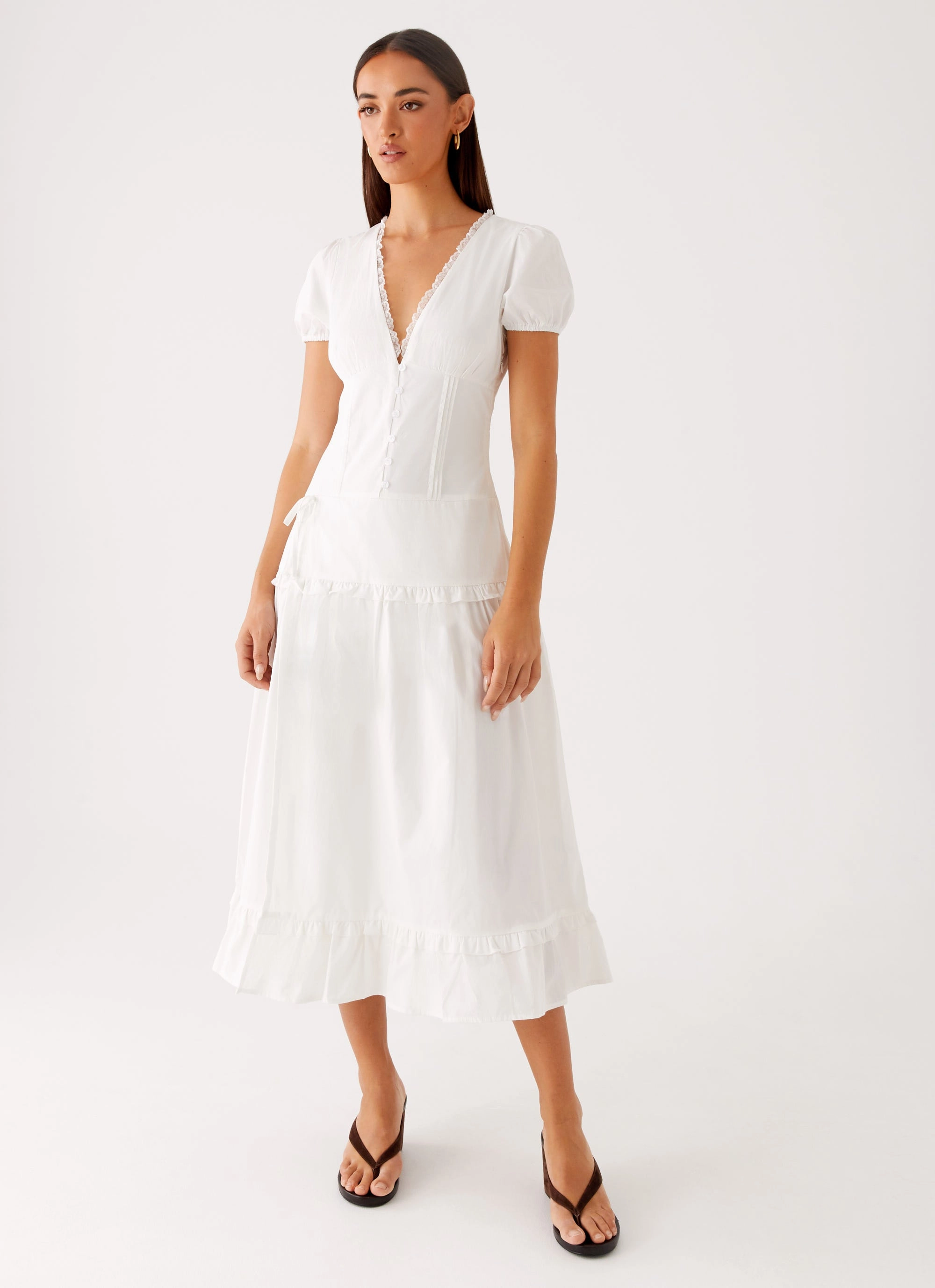 London Midi Dress - White Comfortable and Flattering