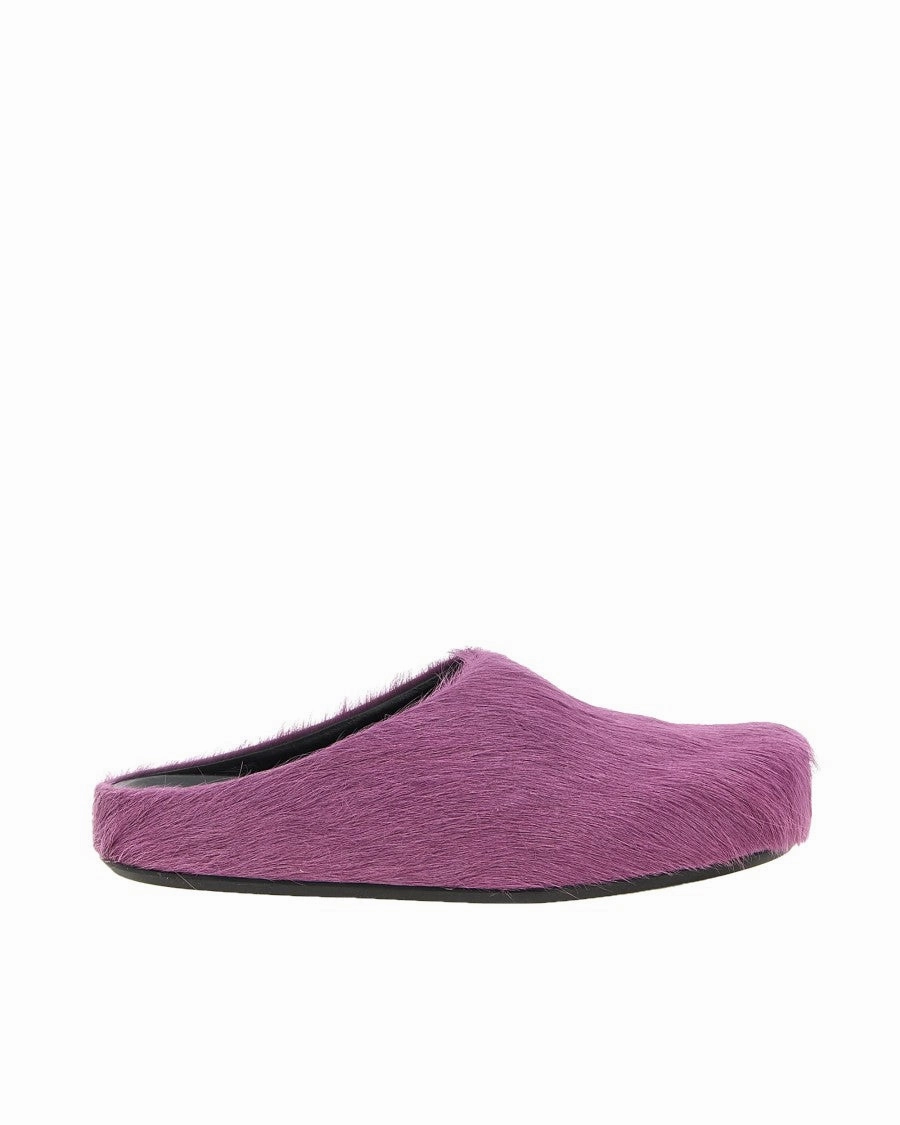 Comfort Sandal Fit Weekend Ready Long-Hair Leather Fussbett Mules - Purple