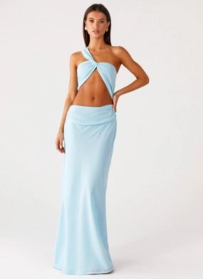 Romantic dinner wear Japan Cool Cindelle One Shoulder Maxi Dress - Turquoise