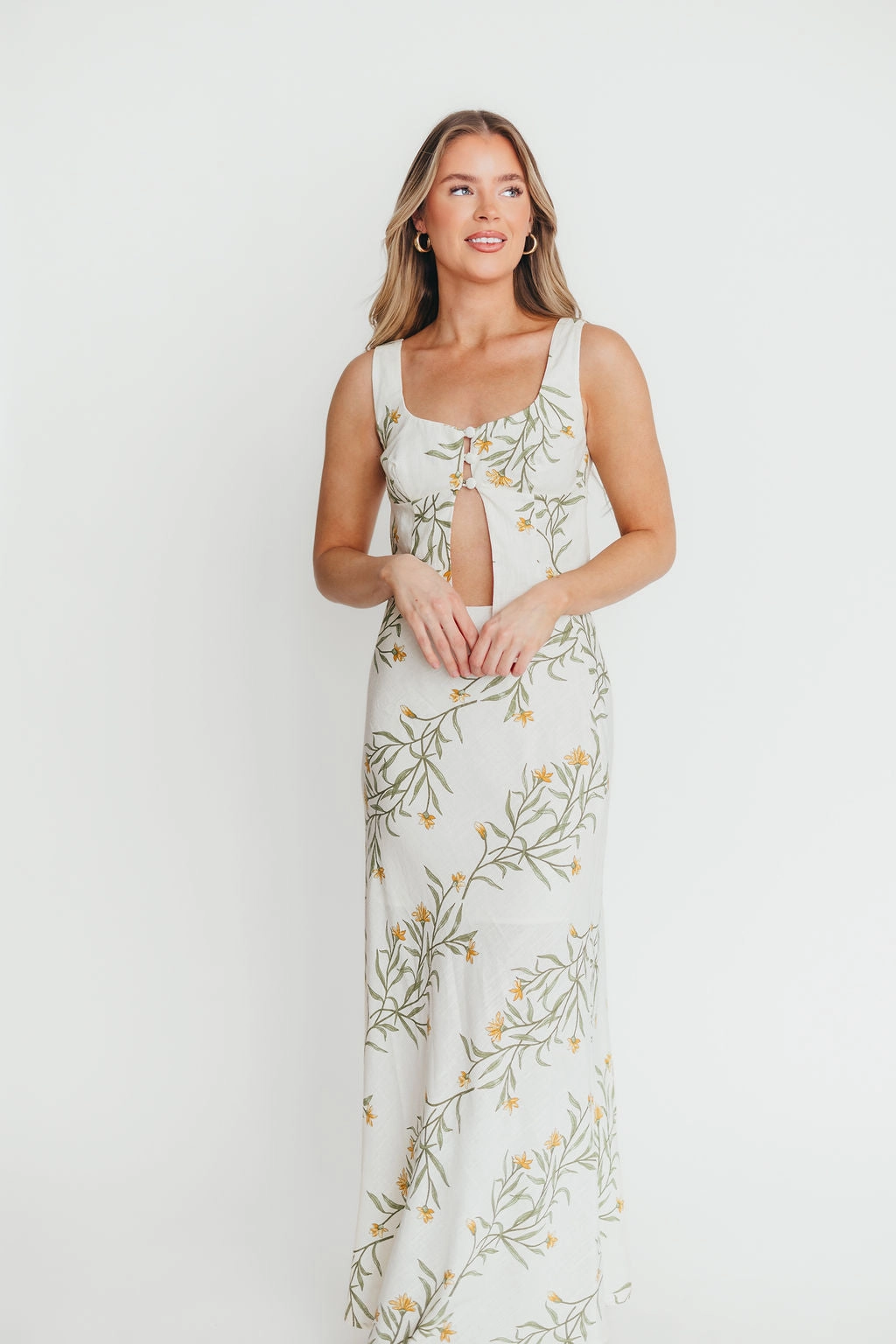 Sawyer Vest Tank and Maxi Skirt Set in Cream Floral *Final-Sale* City-Style