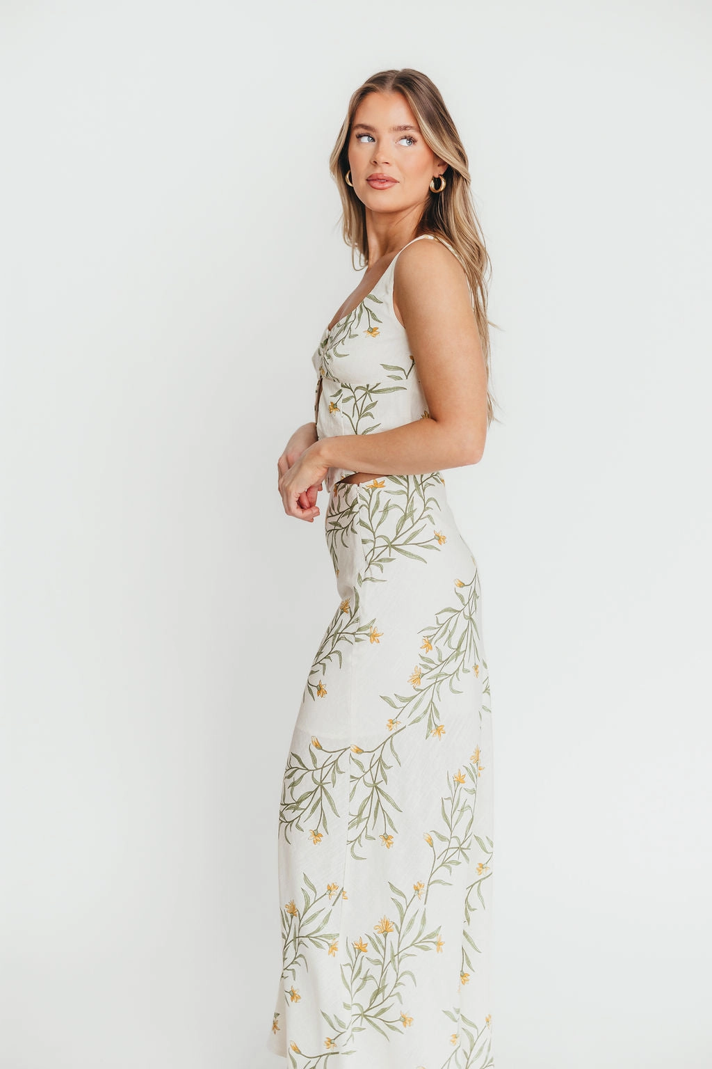 Sawyer Vest Tank and Maxi Skirt Set in Cream Floral *Final-Sale* Chic Statement Trendy Design