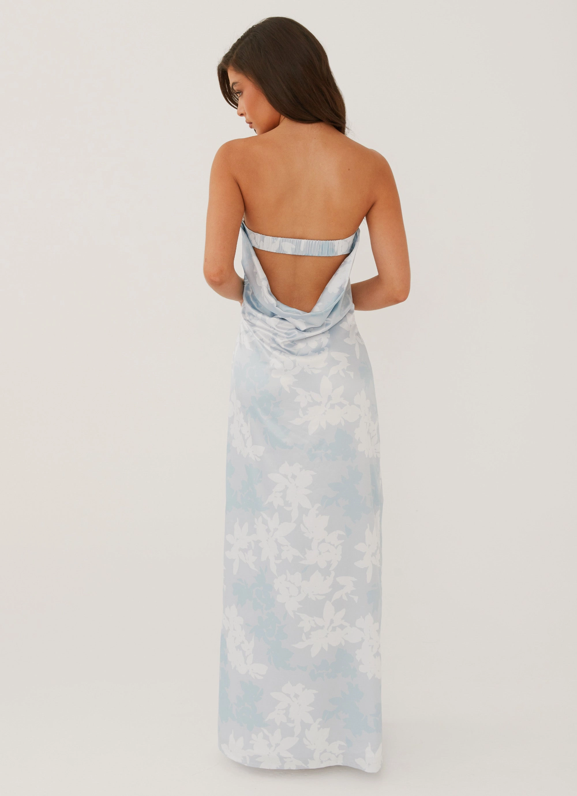 Fitted Shape Lightweight-Layer Love Me More Maxi Dress - Blue Blossom