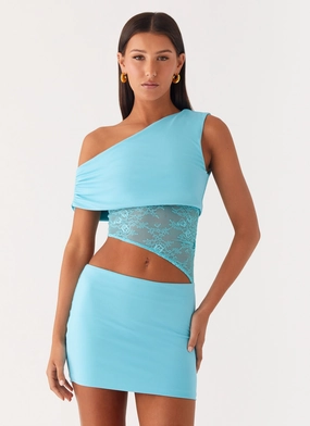 Love Motion Mini Dress - Aqua Blue Wide Hemline Romantic Hour