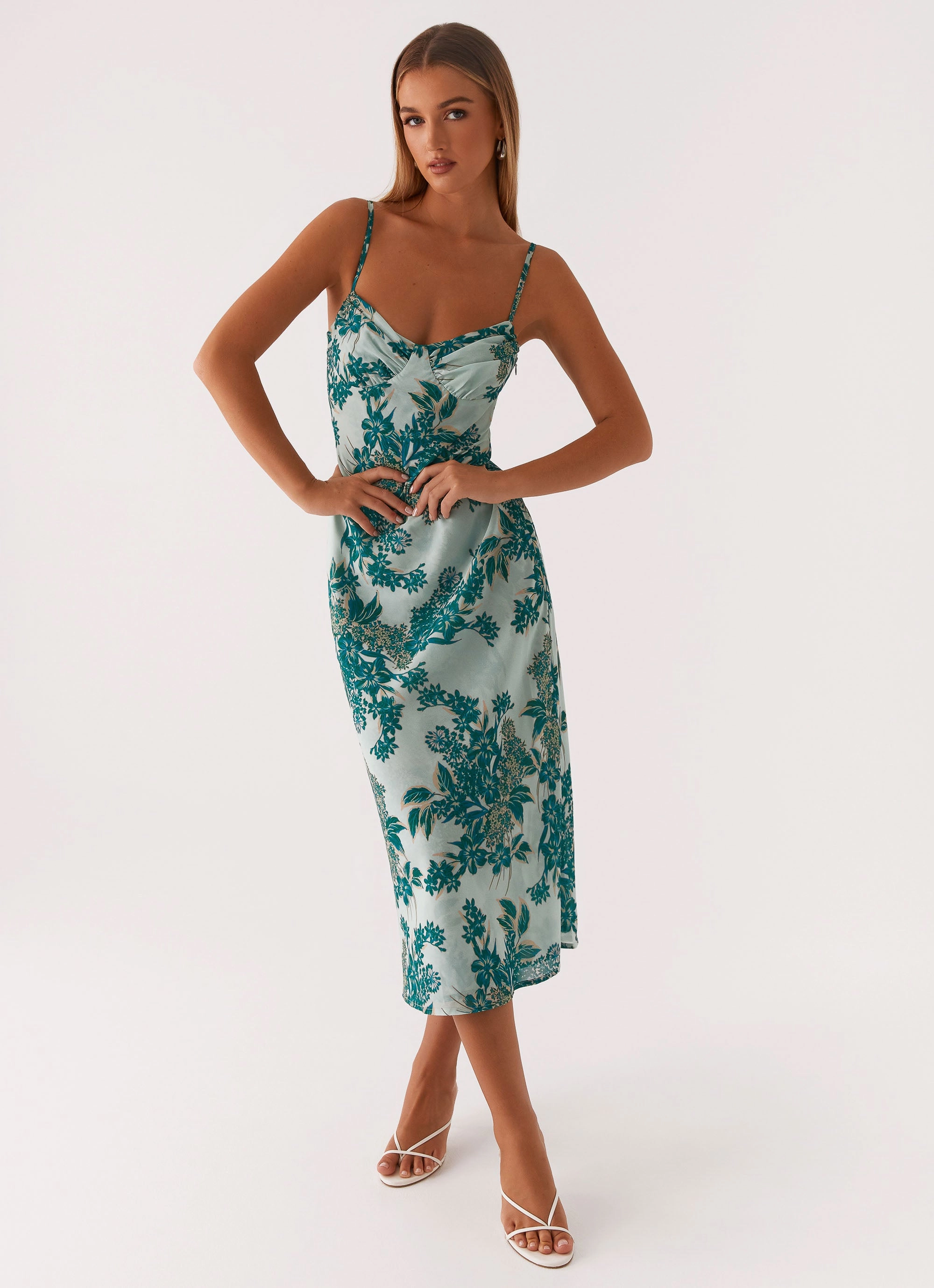 Love Song Midi Dress - Cloud Nine Floral Understated Elegance Timeless and Comfortable