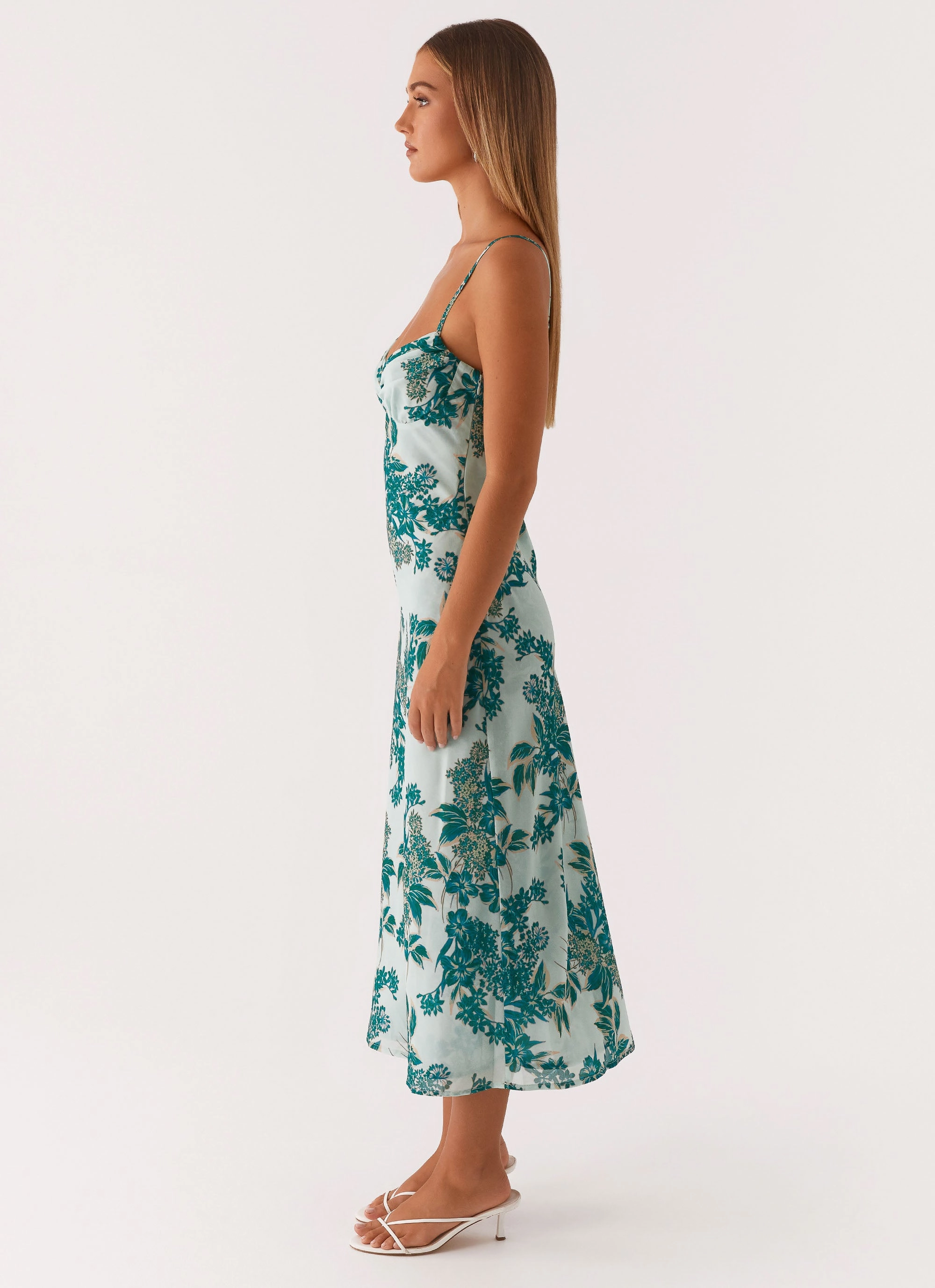 Dressy Yet Comfortable Love Song Midi Dress - Cloud Nine Floral