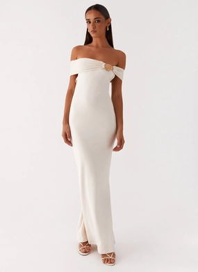 Illusion Maxi Dress - Ivory Knot-Detail Perfect Style