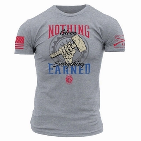 Fashion Essential Reinforced Shoulder Stitching Nothing Given T-Shirt - Dark Heather Gray