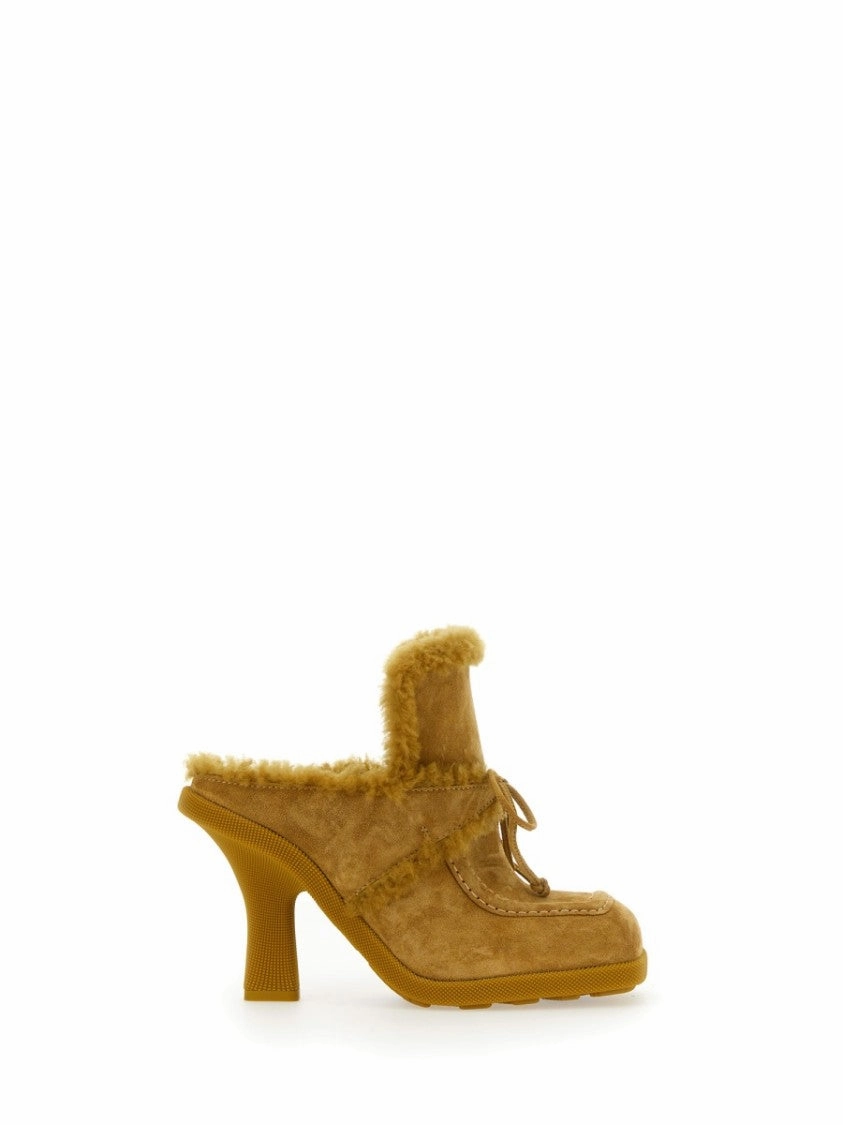 High Heel Calf Suede Mules Comfortable Heel