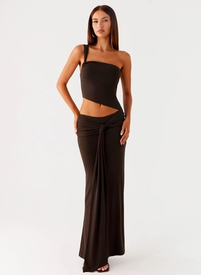 Luara Cut Out Maxi Dress - Chocolate Smooth Detail Timeless office dress
