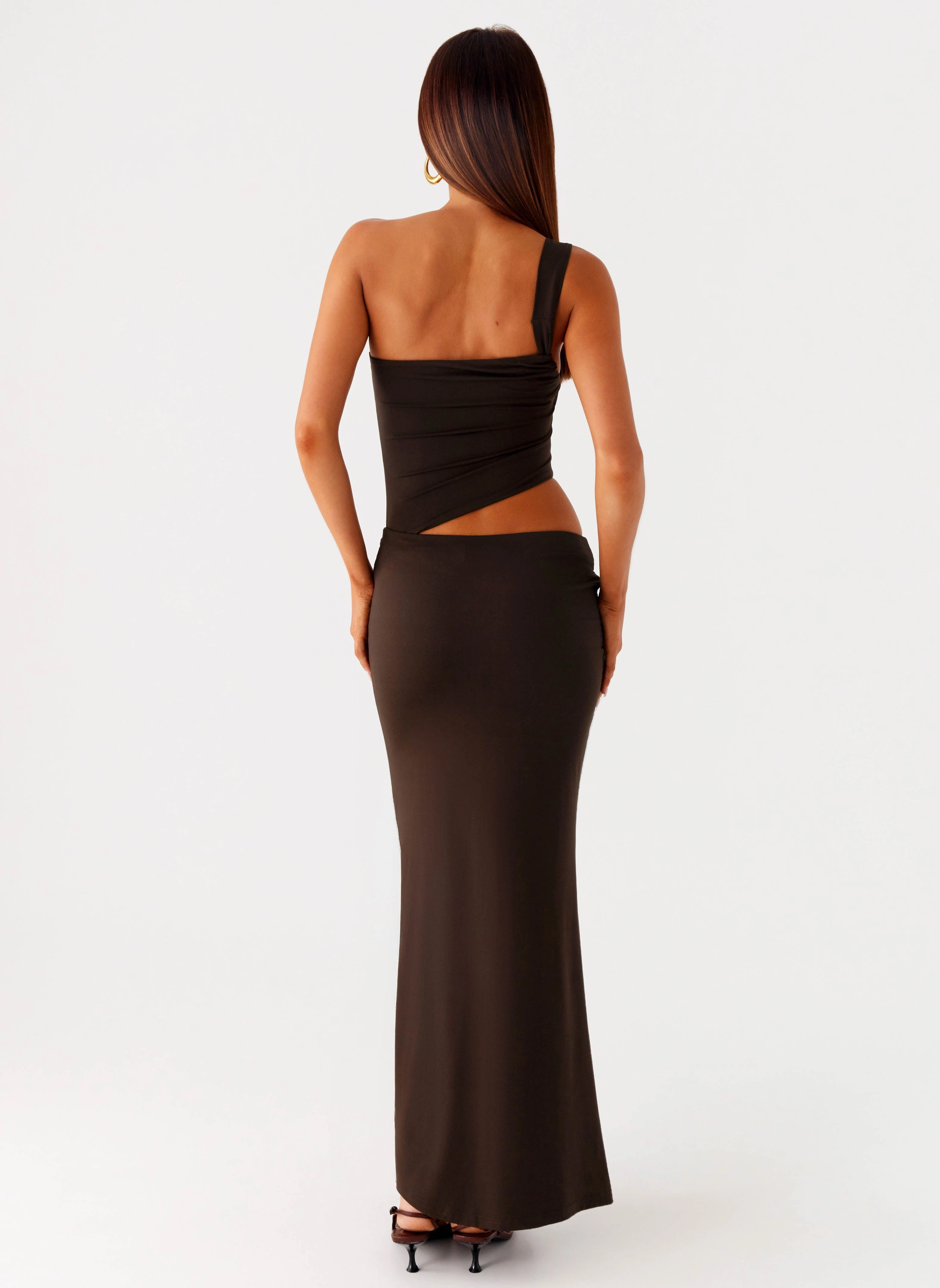 Smart and Polished Luara Cut Out Maxi Dress - Chocolate