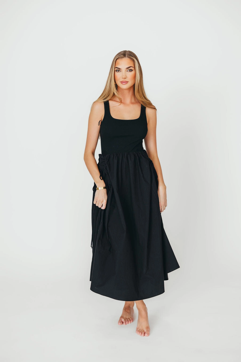 Retro Detail Work Fit Lucca Midi Dress in Black *Final-Sale*