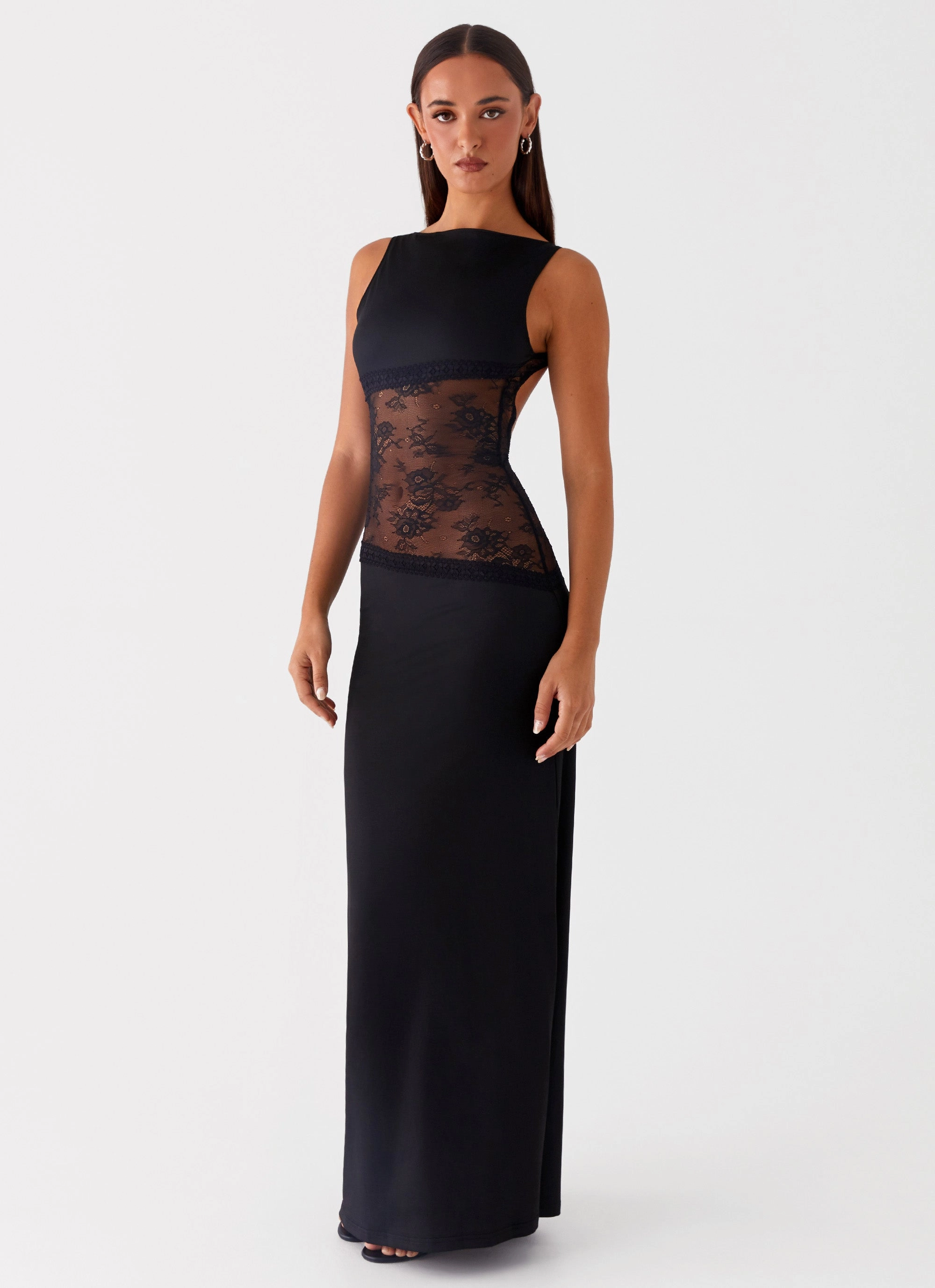 Lucinda Maxi Dress - Black Neat Finish Natural Wrap
