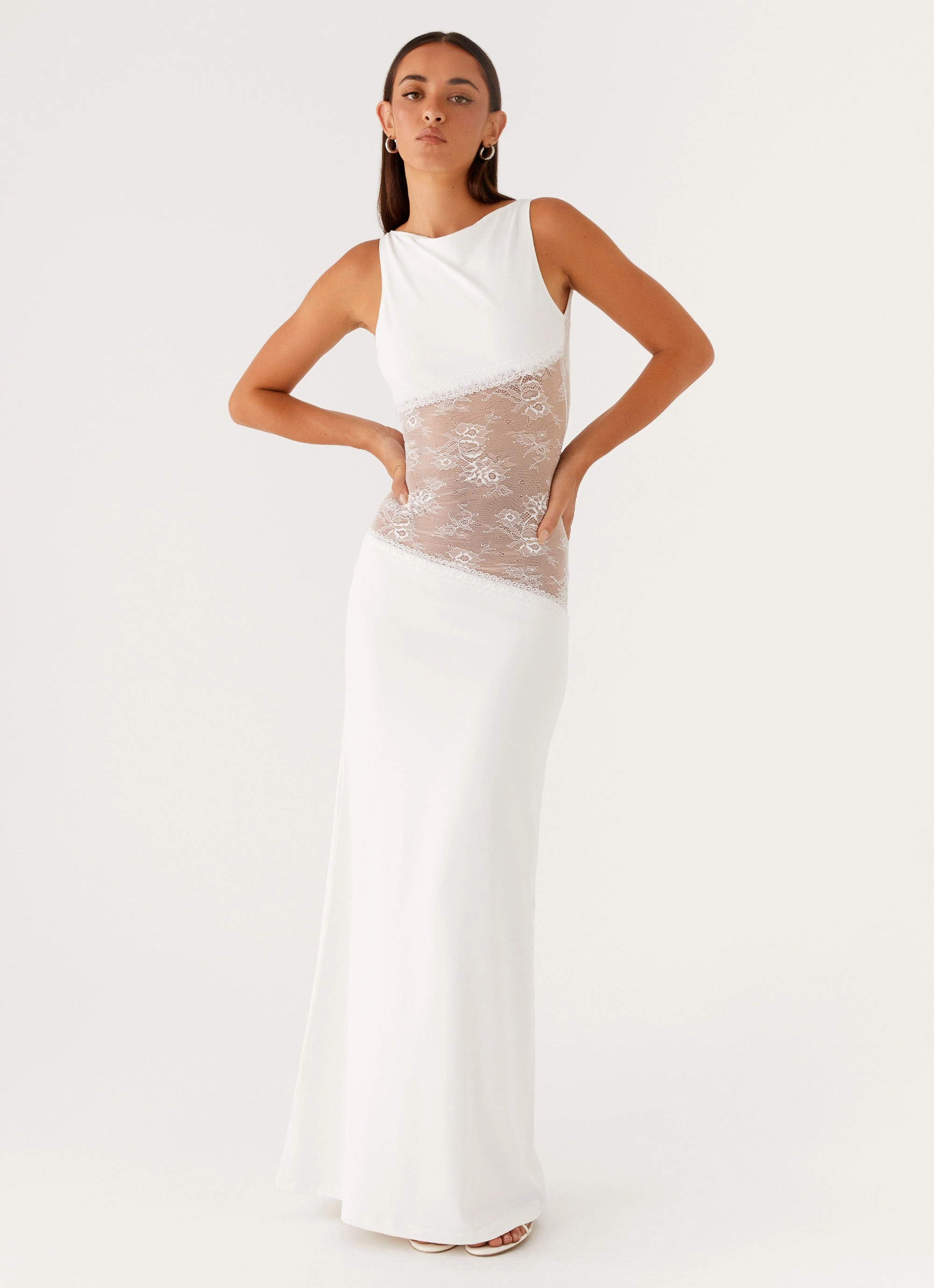 V-Neck Work Fit Lucinda Maxi Dress - White