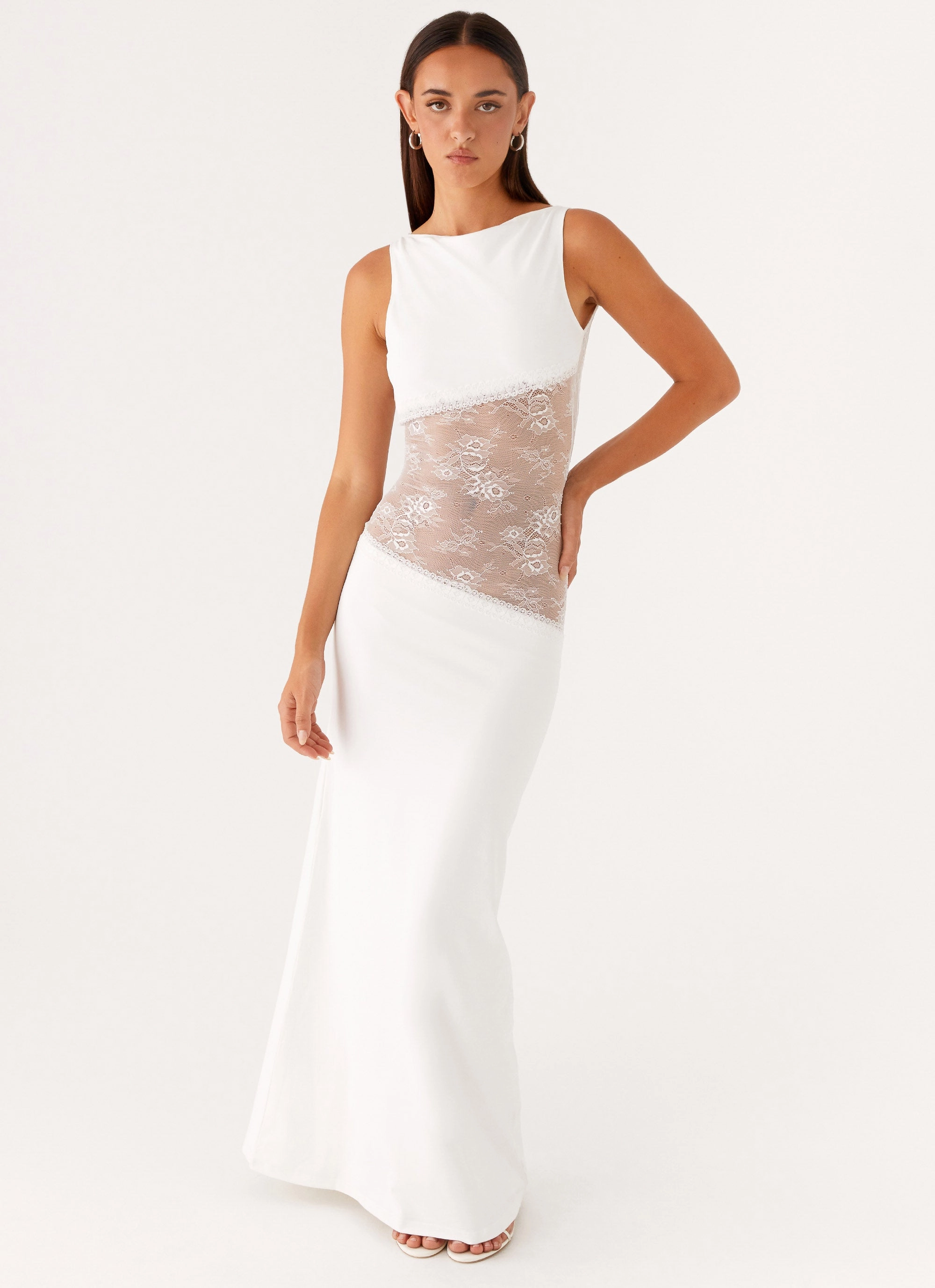 Lucinda Maxi Dress - White TemperatureRegulatingFabric Refined Simplicity