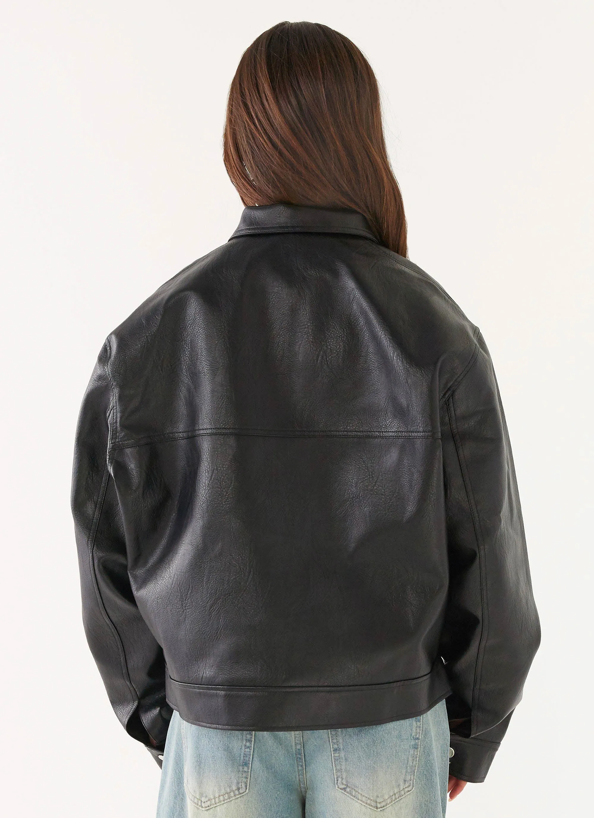 Lula Faux Leather Bomber Jacket - Black Fall Commute